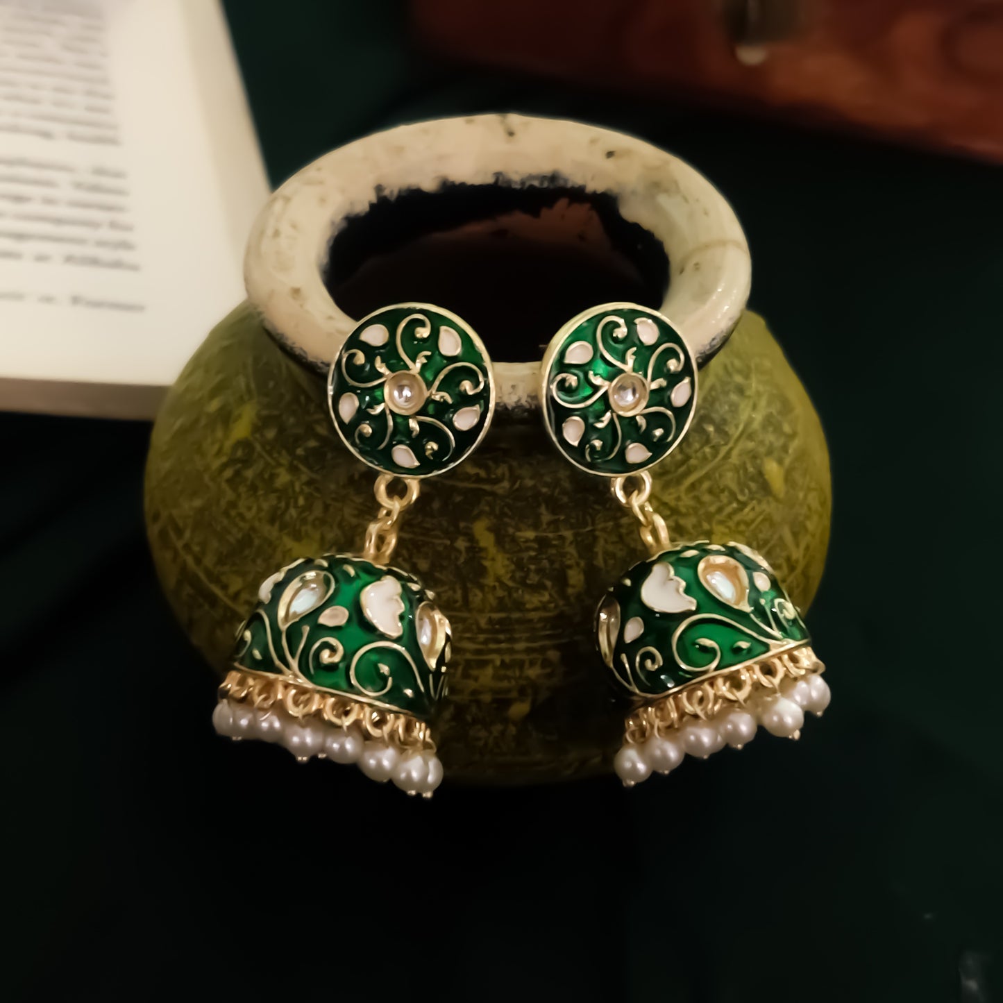 Ridhima Meenakari Hasli Necklace Set - Green