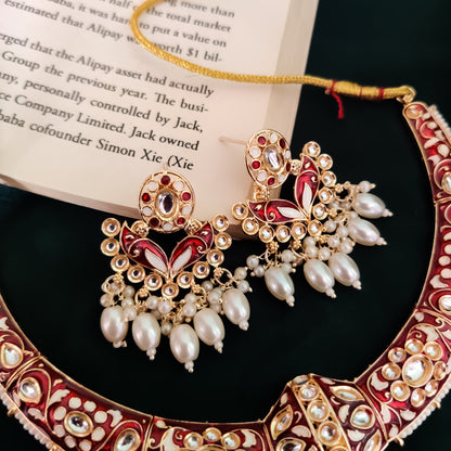 Daraksha Meenakari Hasli Necklace Set - Maroon