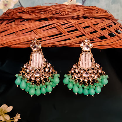 Khusi Kundan Chandbali Earrings - Mint Green