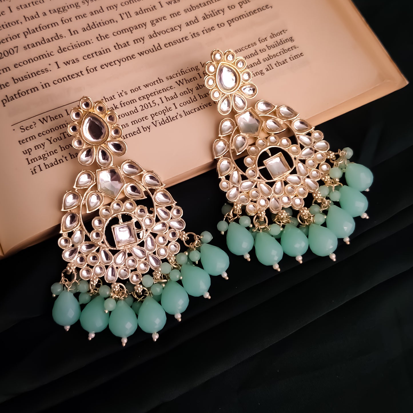 Kirat Kundan Necklace Set - Mint Green