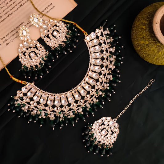 Kirat Kundan Necklace Set - Green