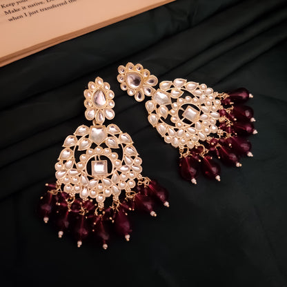 Kirat Kundan Necklace Set - Wine