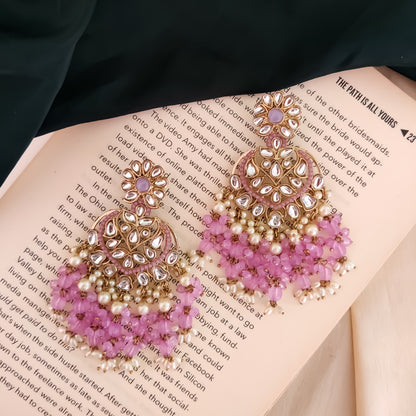 Aayat Kundan Pearl Chandbali - Lavender