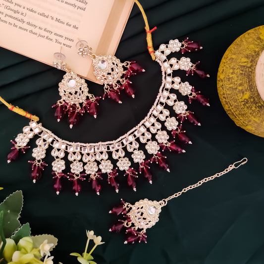 Suhaila Necklace Set - Wine