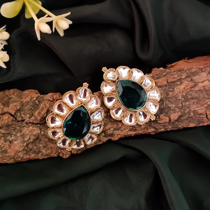 Nibedita Kundan Stud Earring- Firozi