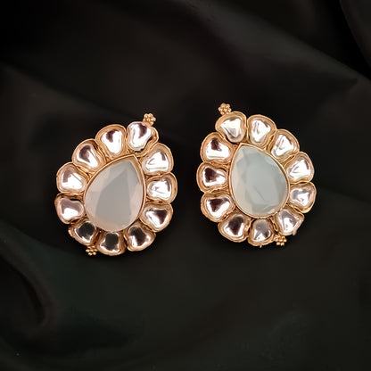 Nibedita Kundan Stud Earring - Grey
