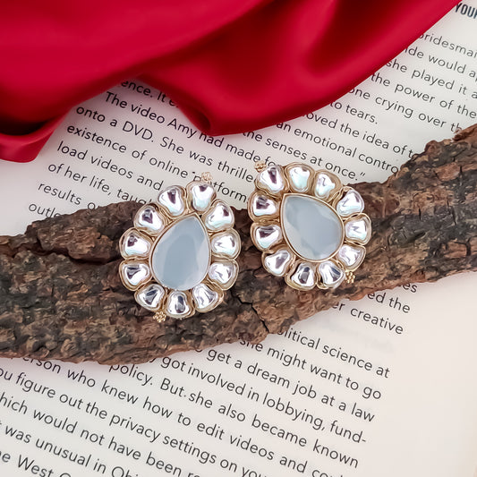 Nibedita Kundan Stud Earring - Grey
