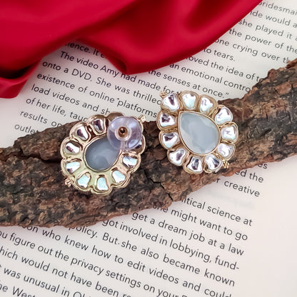 Nibedita Kundan Stud Earring - Grey