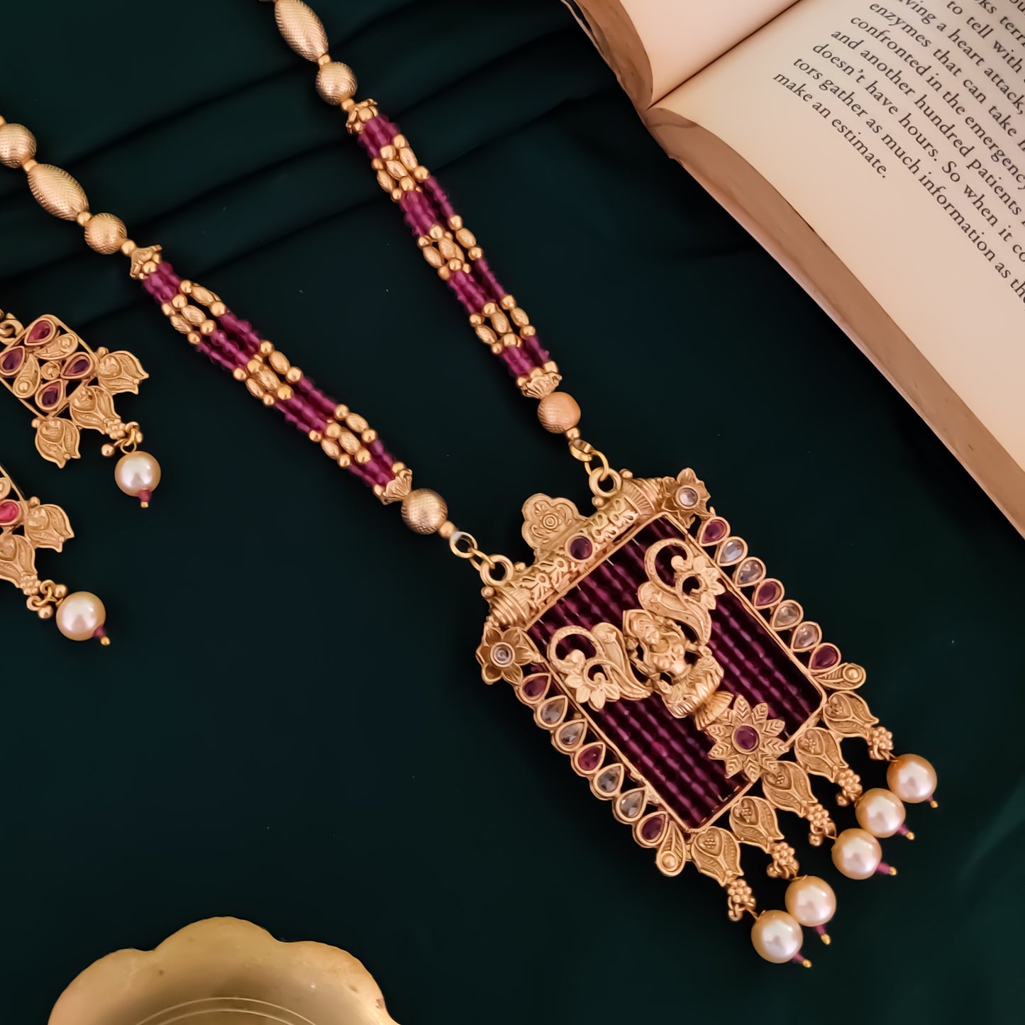 Vilasa Rajwadi Long Necklace Set - Pink
