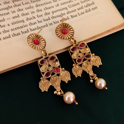 Vilasa Rajwadi Long Necklace Set - Pink