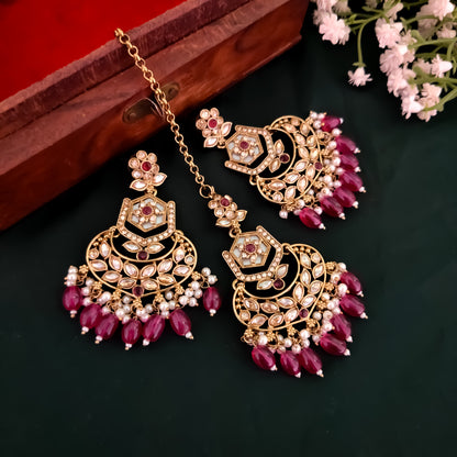 Mahal MOP Reverse AD Necklace Set - Purple