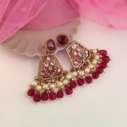 Sanskriti MOP Pearl Chandbali - Wine