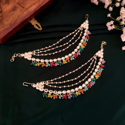 Meera Kundan Detachable Earchains - Multi
