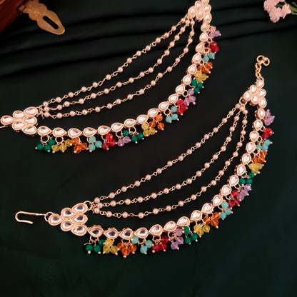 Meera Kundan Detachable Earchains - Multi