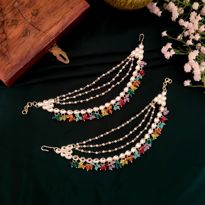 Meera Kundan Detachable Earchains - Multi
