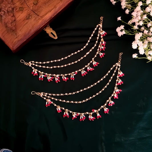 Sanghvi Pearl Drop Detachable Earchains - Pink