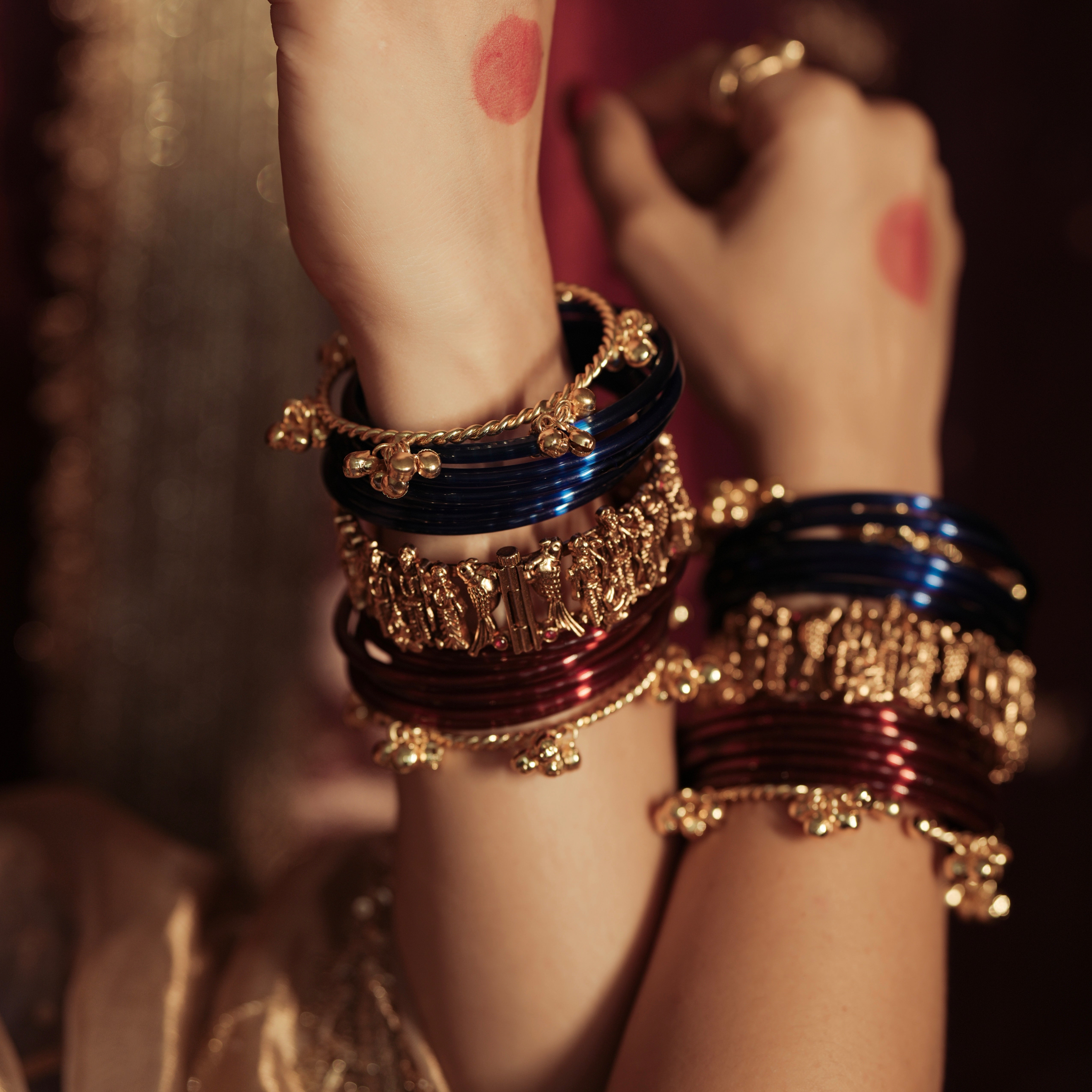 Tree Kada Kashmiri Ghungroo Openable Kada Bangle Pair Golden | The Shopping Tree