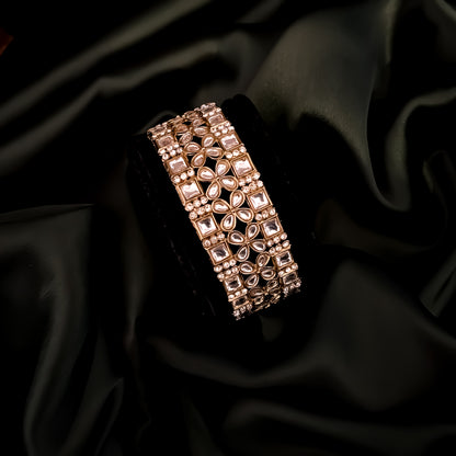 Keren Kundan Openable Bangles/Kada - Golden