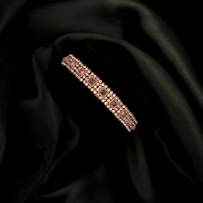 Manvika Kundan Openable Bangle/Kada - Pastel Pink