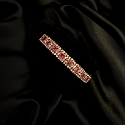 Manvika Kundan Openable Bangle/Kada - Ruby Red