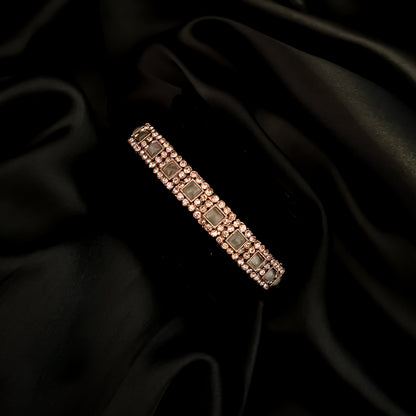 Manvika Kundan Openable Bangle/Kada - Pastel Green