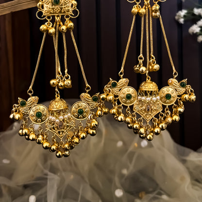 Kavyanshi Kashmiri Brass  Ghungroo Jhumka Earrings - Green