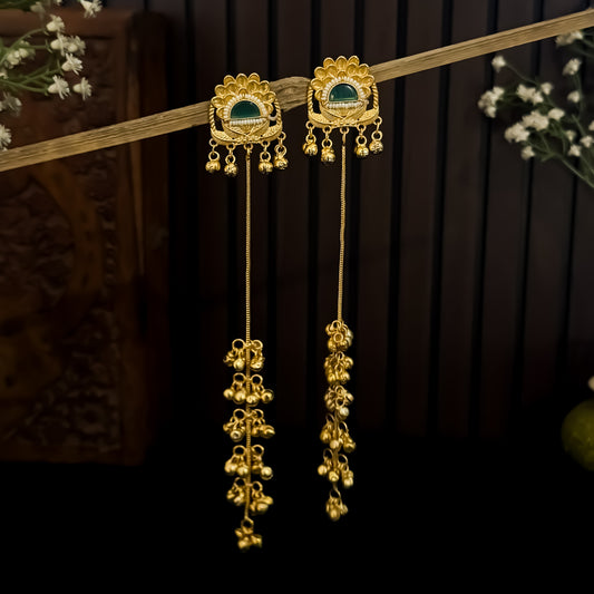 Nishita Premium Kashmiri Brass Ghungroo Dejhoor Earrings - Pastel green