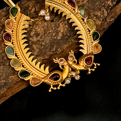 Breshna Premium Kashmiri Brass Earcuff Earrings - Pink & Green