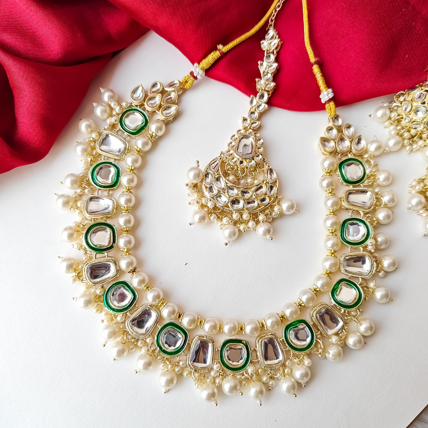 Rabta Double Layered Golden Necklace Set
