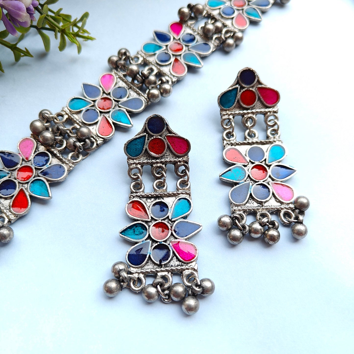 Ariba Afghani Necklace Set with Earrings