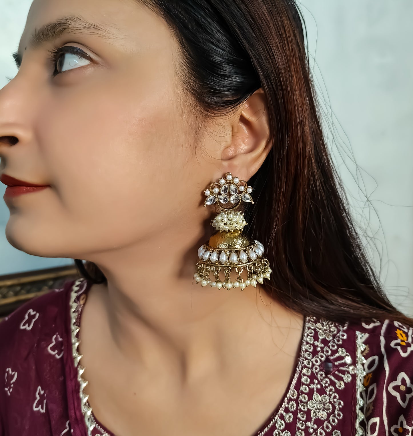Sehra Statement Golden Jhumka Earrings