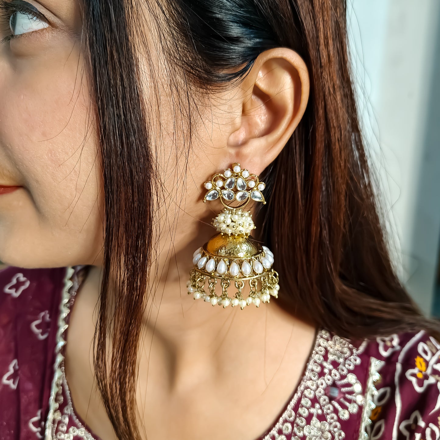 Sehra Statement Golden Jhumka Earrings