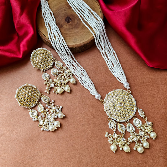Soumya Golden Rani Haar Necklace Set with Earrings