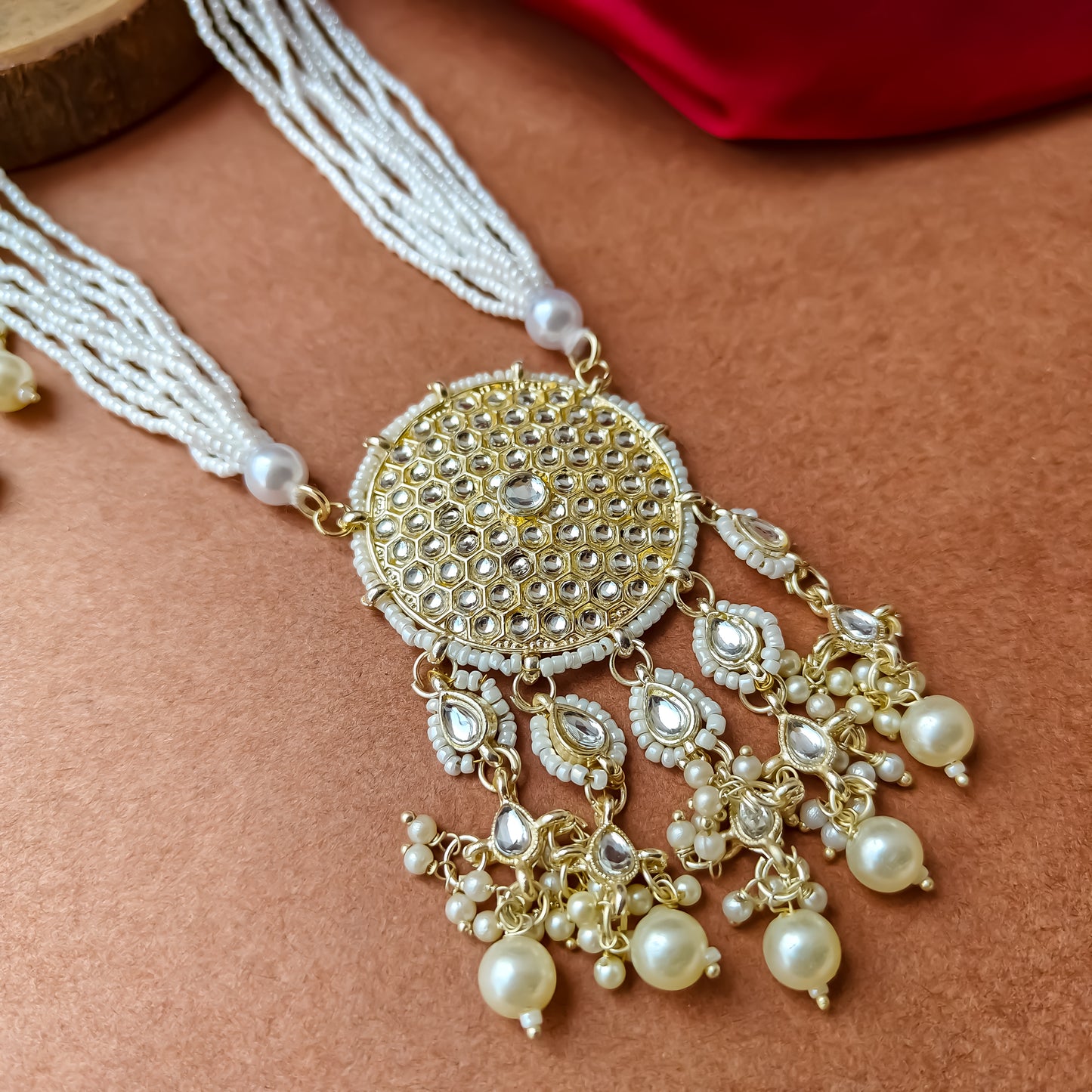 Soumya Golden Rani Haar Necklace Set with Earrings