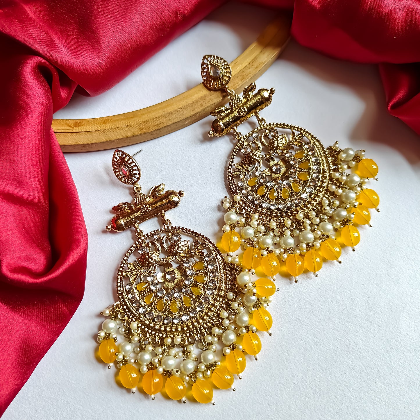 Preet Chandbali Earrings- Yellow