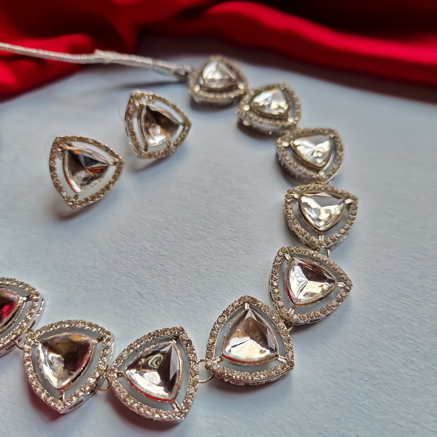 Amnisa Polki Look Alike Necklace Set with Earrings