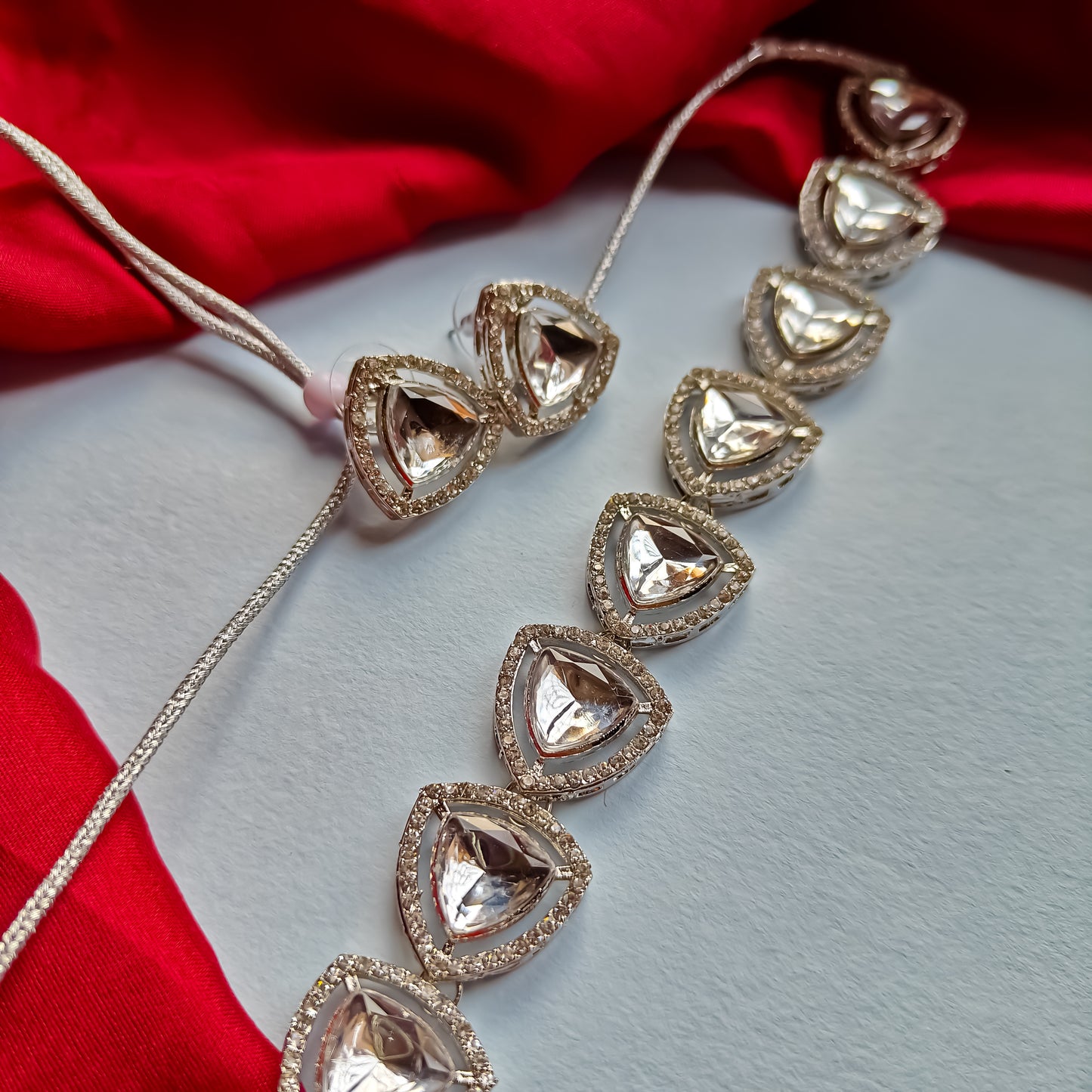 Amnisa Polki Look Alike Necklace Set with Earrings
