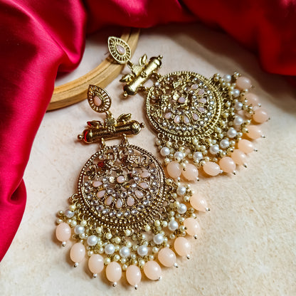 Preet Chandbali Earrings- Peach