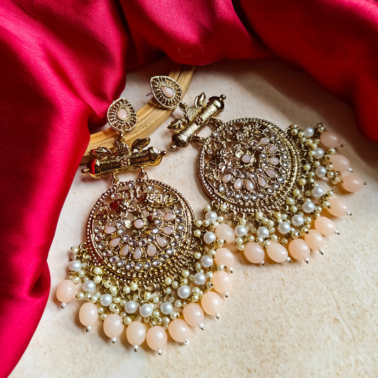 Preet Chandbali Earrings- Peach