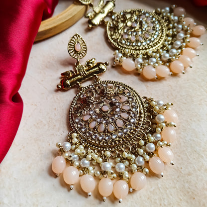 Preet Chandbali Earrings- Peach