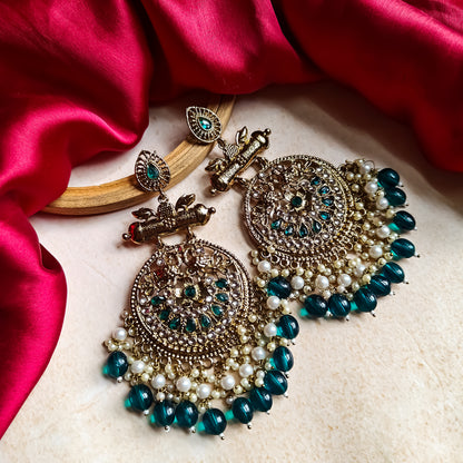 Preet Chandbali Earrings- Peacock Blue
