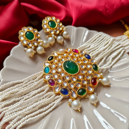 Neha Kundan Choker Necklace Set - Multi