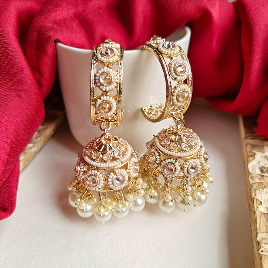 Amrina Premium Bali Jhumka Earrings - Golden