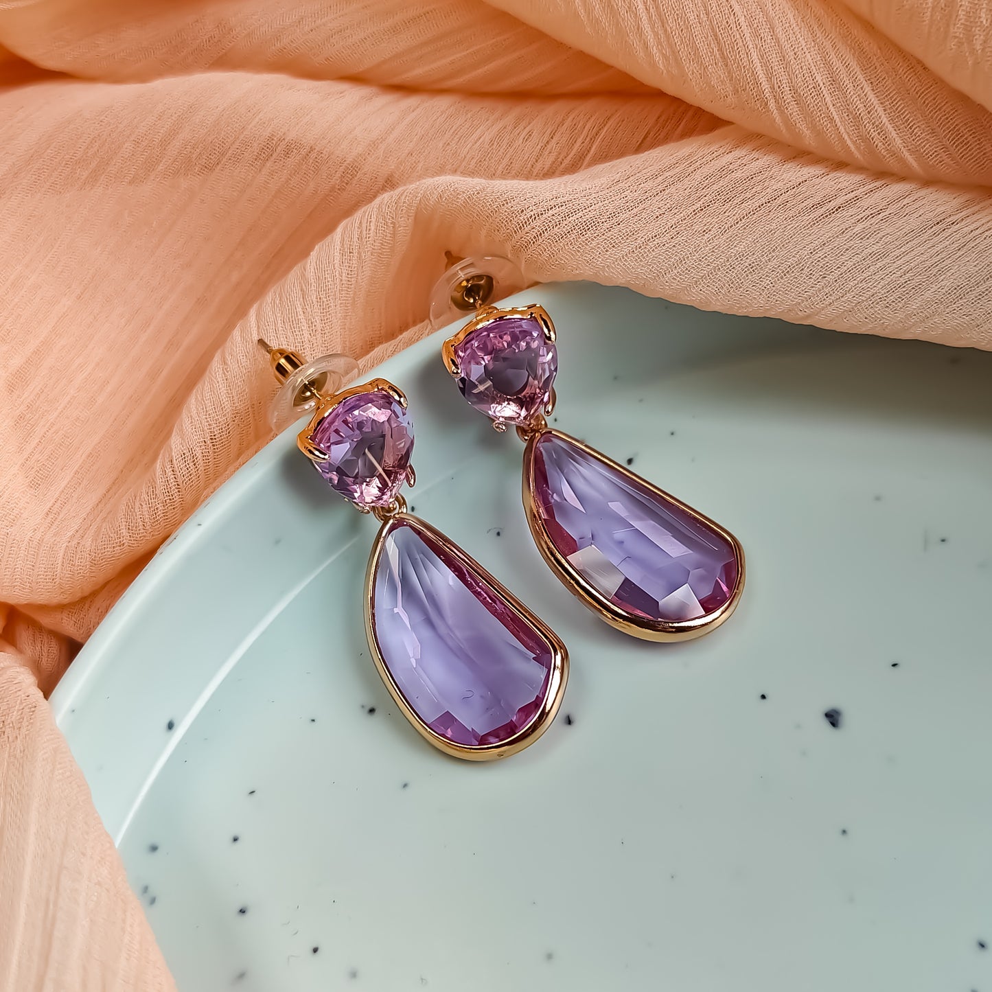 Charlotte Stone Statement Earrings-Lush Lavender