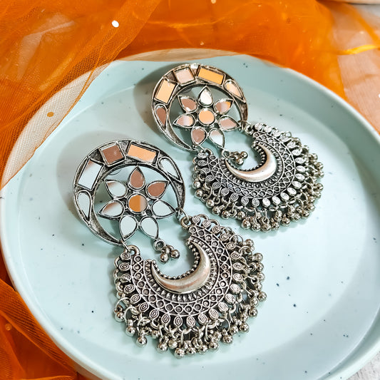 Seena Mirror Chandbali Earrings