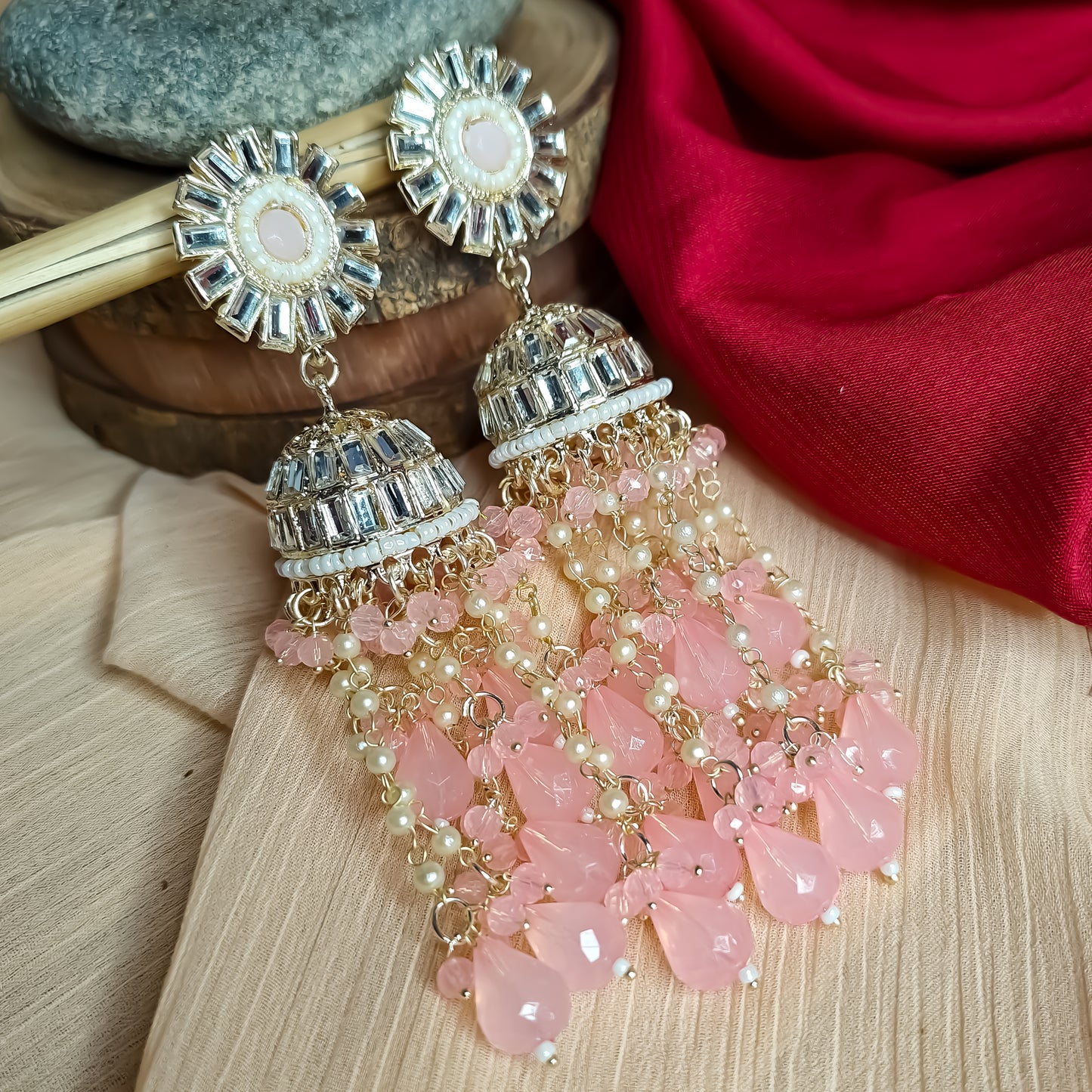 Jhoomar Jhumka Earrings - Blush Pink