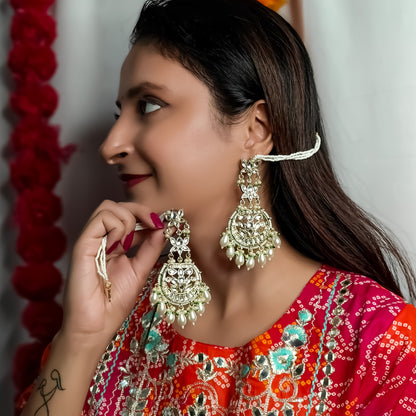 Rehmat Chandbali Earrings with Sahara - Golden