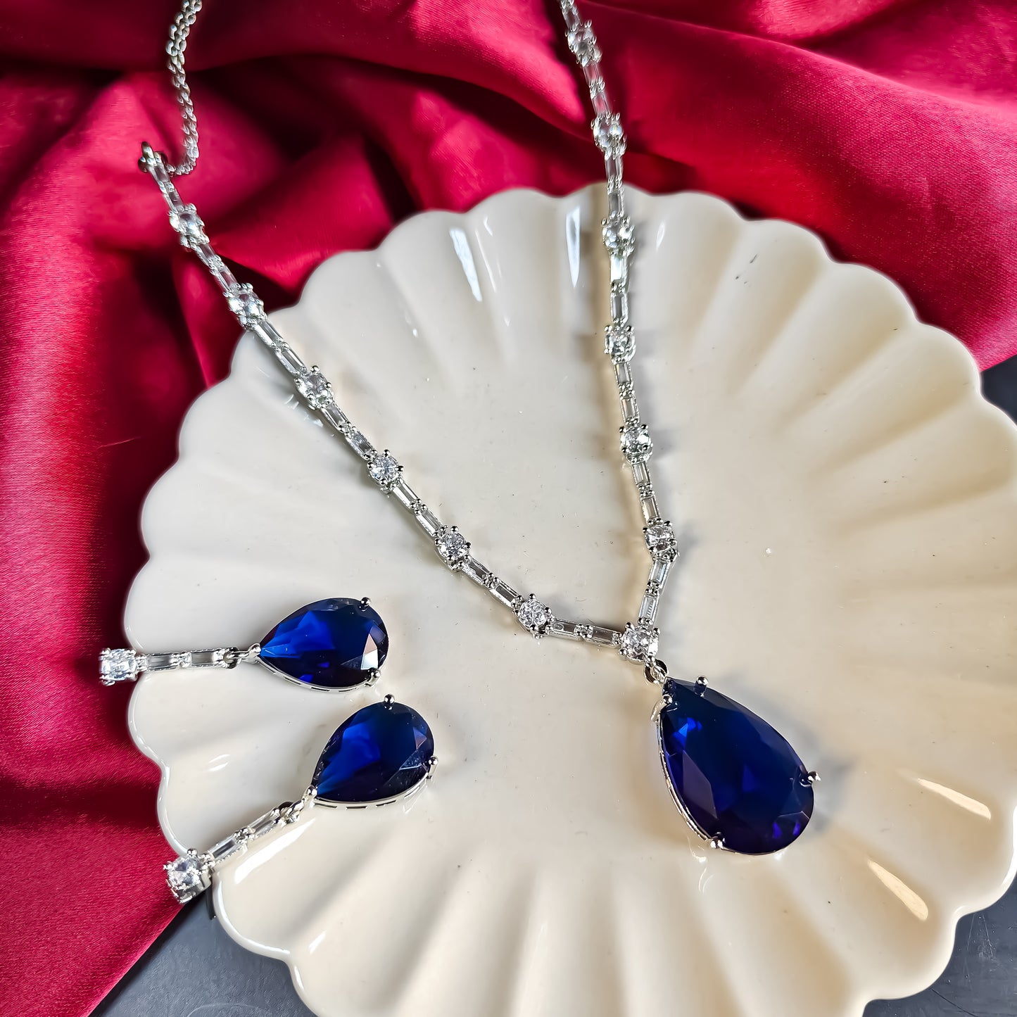 Sara Inspired AD Necklace Set- Royal Blue