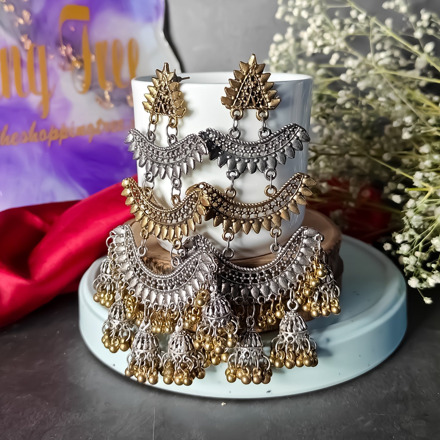Naira Inspired Dual Tone Earrings