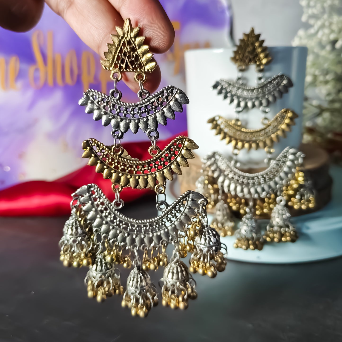 Naira Inspired Dual Tone Earrings